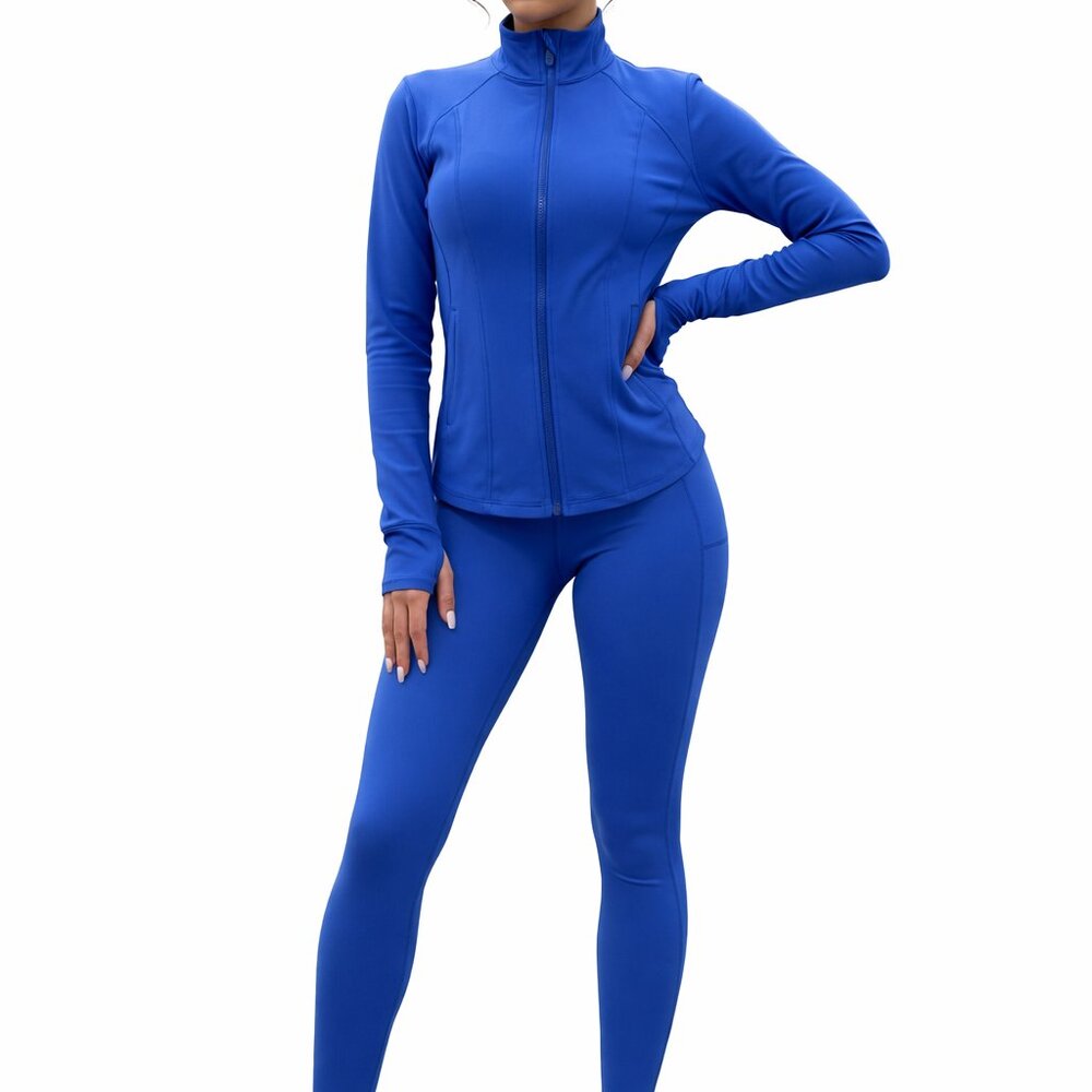 Women's 3-Piece Workout Set with Zip-Up Jacket, Tank Top and High-Waist Leggings